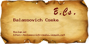 Balassovich Cseke névjegykártya